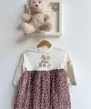 2-5 Yaş Leopar Desen Sincap Baskılı Elbise