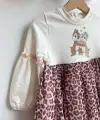 2-5 Yaş Leopar Desen Sincap Baskılı Elbise