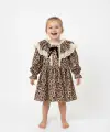 2-5 Yaş Leopar Yaka Detaylı Elbise