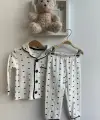 2-5 Yaş Siyah Kalp Baskılı Pijama Takımı