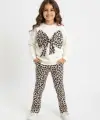 2-8 Yaş Kurdele Leoparlı Taytlı Takım