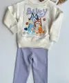 2-8 Yaş Lila Bluey Taytlı Takım