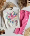 2-8 Yaş Pembe Çiçekli Adidas Takım