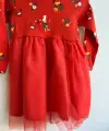 3-10 Yaş Kırmızı Çiçekli Noel Elbise
