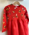 3-10 Yaş Kırmızı Çiçekli Noel Elbise