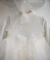 6-24 Ay Ekru Simli Tütülü Tokalı Triko Elbise