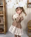 3-7 Yaş Sütlü Kahve Tüllü Elbise