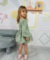 2-8 Yaş Yeşil Desenli Elbise