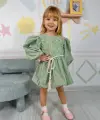 2-8 Yaş Yeşil Desenli Elbise
