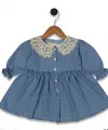 1-5 Yaş Dantel Hazır Yaka Kot Elbise