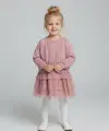 3-6 Yaş Pembe Kurdele Detaylı Hırkalı Elbise