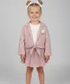 2-5 Yaş Pembe Ekoseli Etekli 3lü Takım