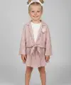 6-9 Yaş Pembe Ekoseli Etekli 3lü Takım