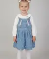 2-6 Yaş Tavşanlı Gömlekli Kot Elbise