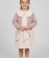 4-7 Yaş Pembe Çiçekli Hırkalı Elbise