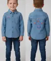 1-4 Yaş Kot Baskılı Gömlek