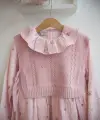 7-10 Yaş Pembe Fırfırlı Triko Süveterli Elbise