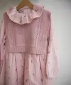 7-10 Yaş Pembe Fırfırlı Triko Süveterli Elbise