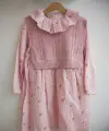 7-10 Yaş Pembe Fırfırlı Triko Süveterli Elbise