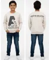 9-14 Yaş Bej Baskılı Sweat