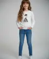 9-14 Yaş Ekru Leopar Detaylı Bluz