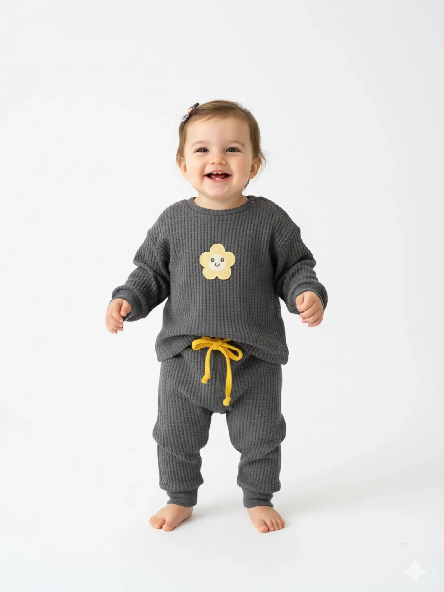 0-24 Ay Gri Papatyalı 2Li Takım