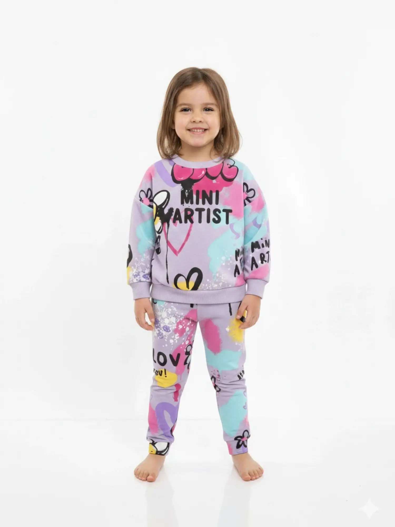 1-6 Yaş Çiçek Desenli Taytlı Takım