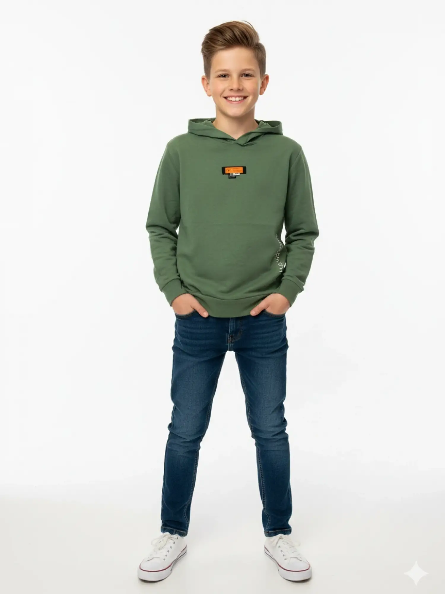 10-13 Yaş Yeşil Kapşonlu Sweat