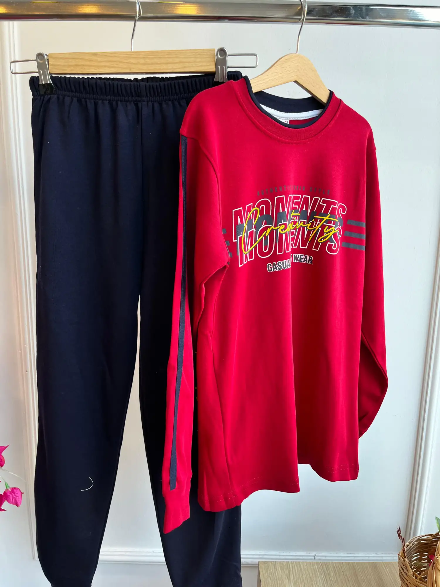 11-15 Yaş Bordo Yazılı Pijama Takımı