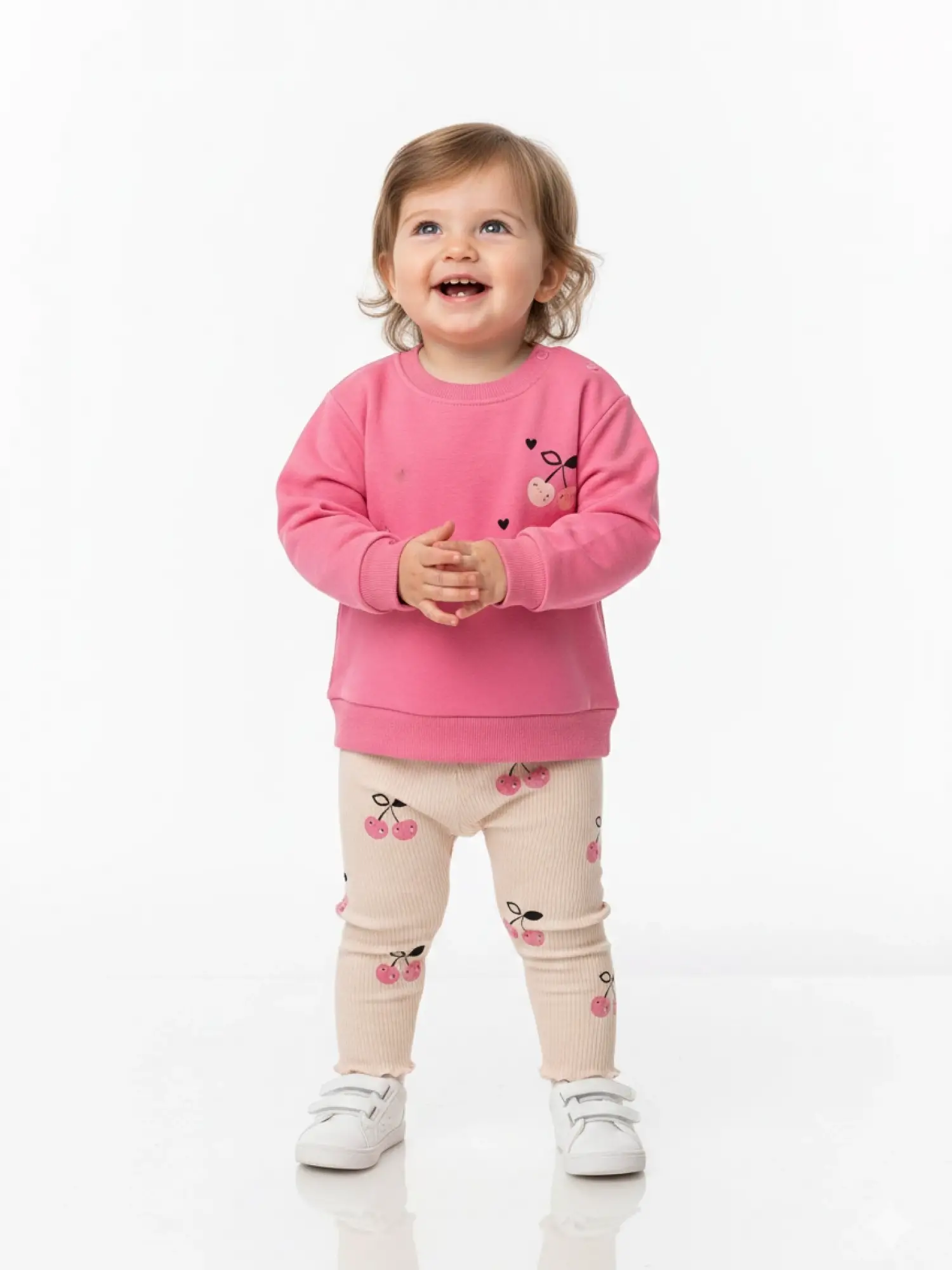 12 Ay 4 Yaş Pembe Kiraz Desenli Takım