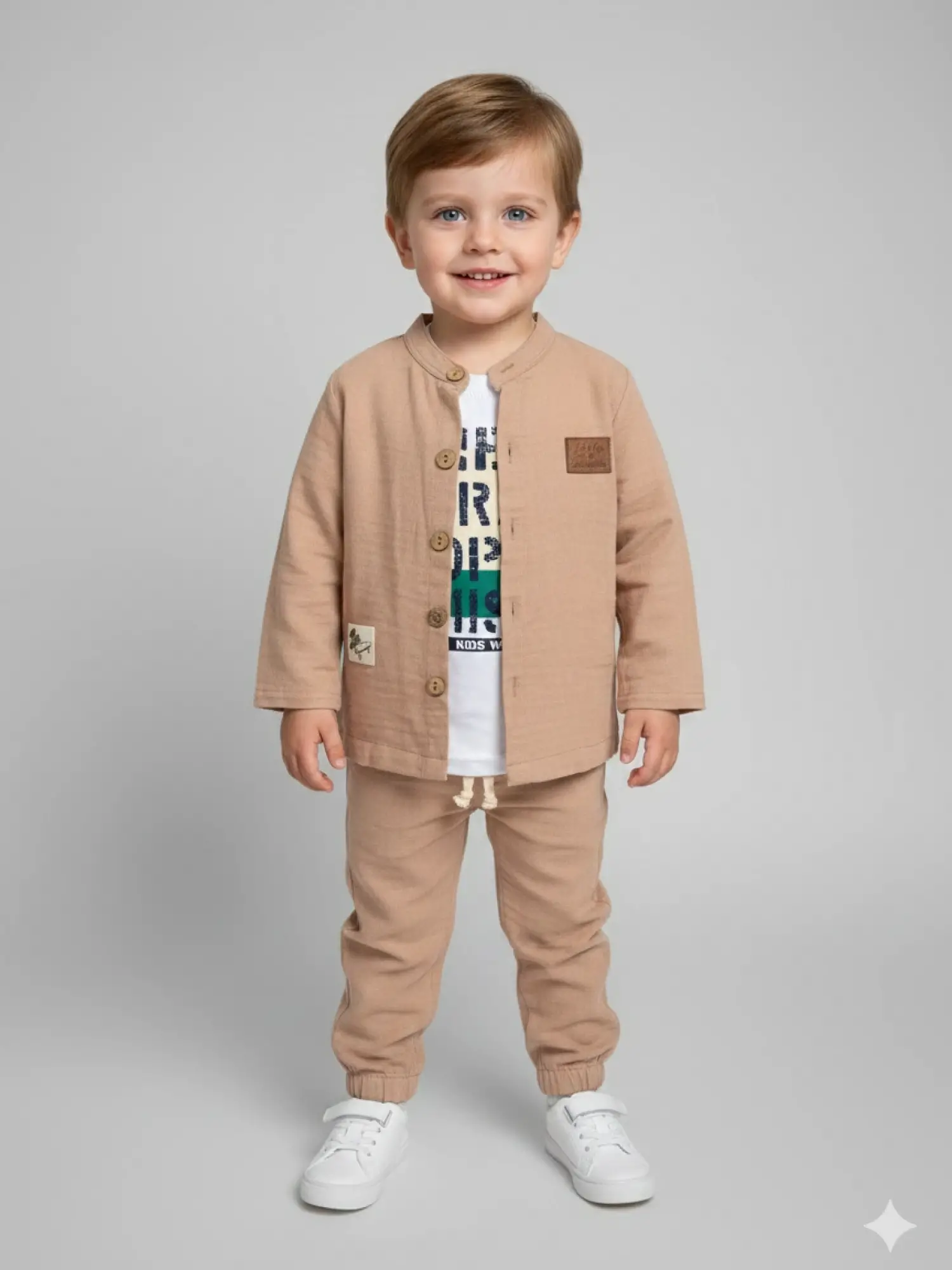 2-5 Yaş Camel Müslin 3lü Takım