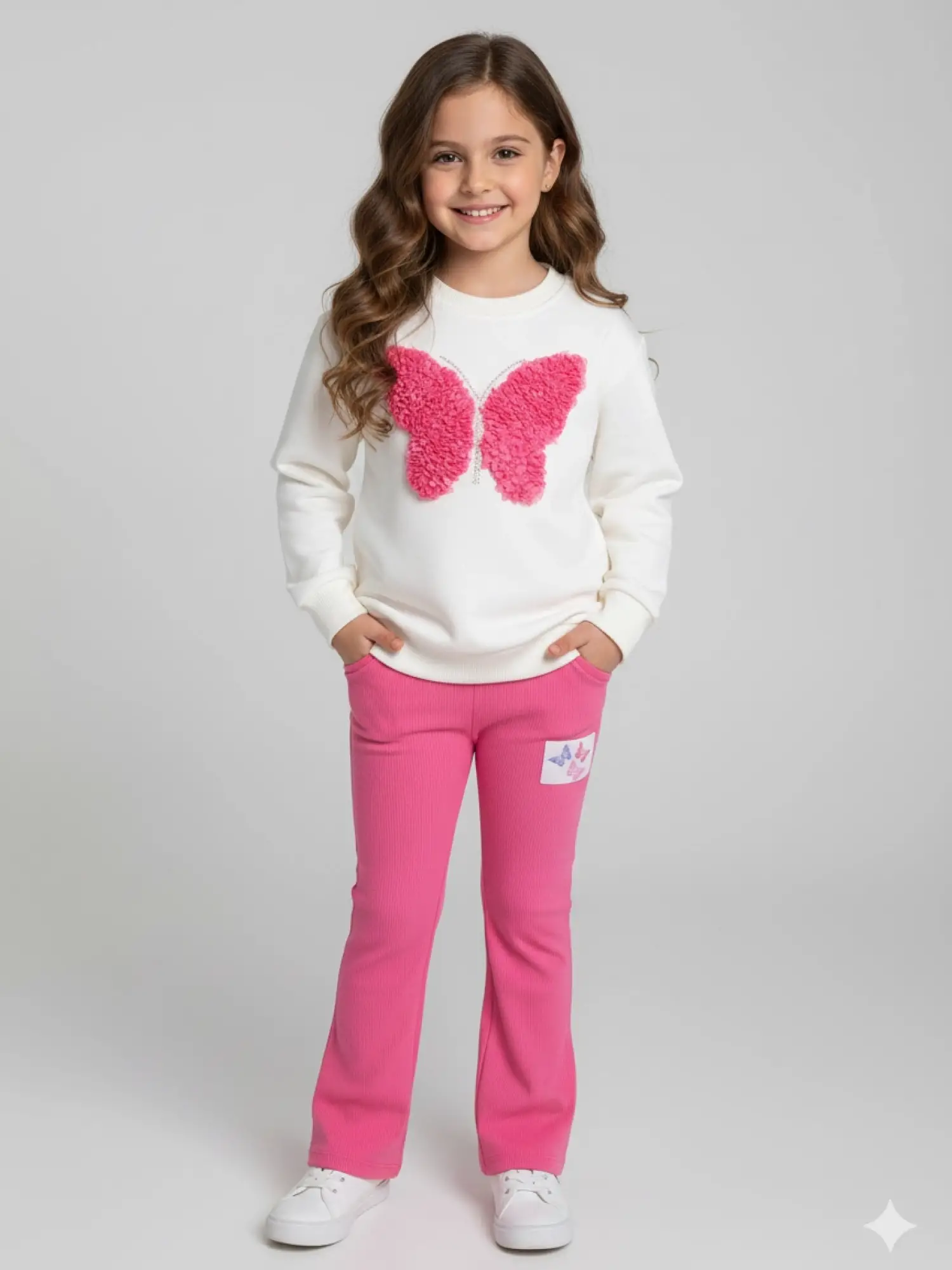 2-8 Yaş Kelebek Desenli Taytlı Takım