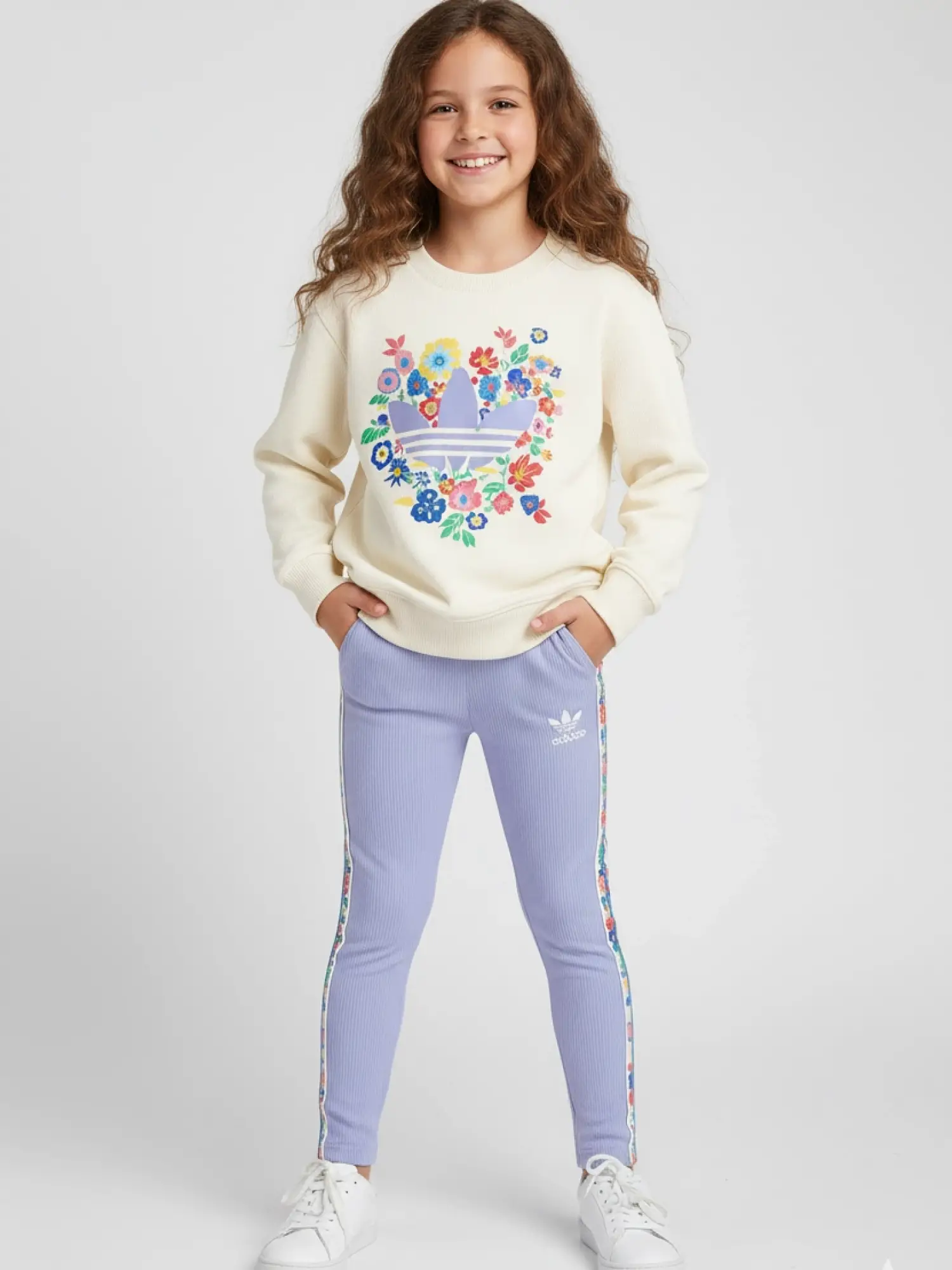 2-8 Yaş Lila Çiçekli Adidas Takım