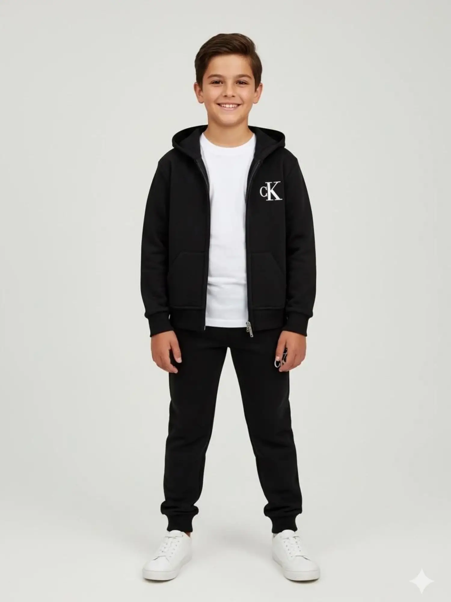 2-8 Yaş Siyah CK Kapşonlu Takım