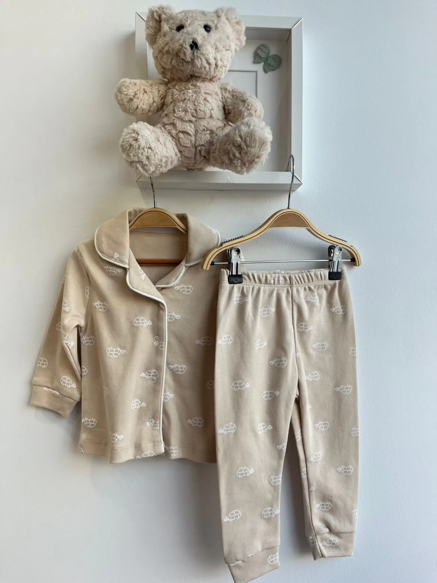 3-12 Ay Krem Kaplumbağalı Pijama Takımı