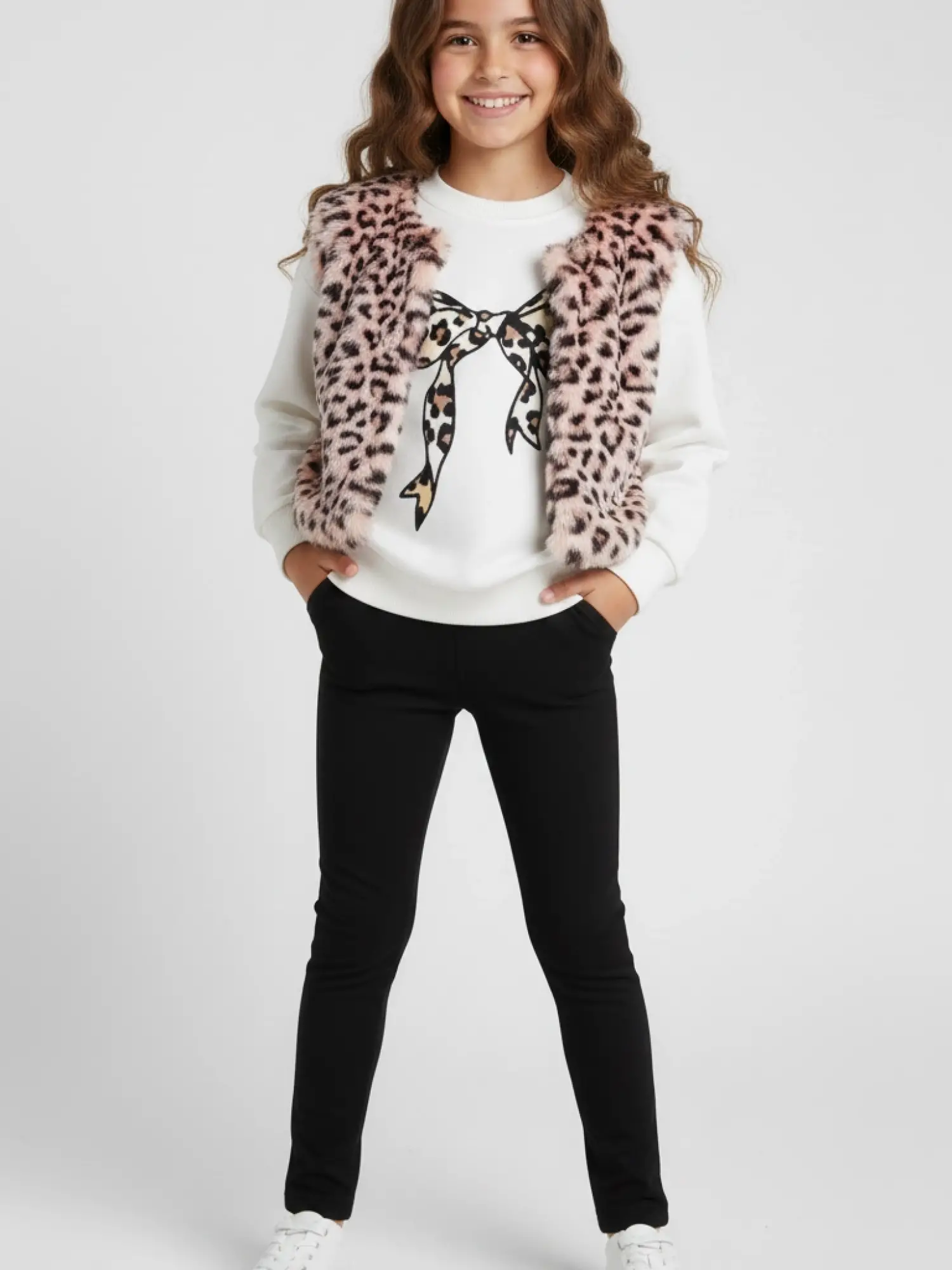 3-8 Yaş Leopar Yelekli Taytlı Takım