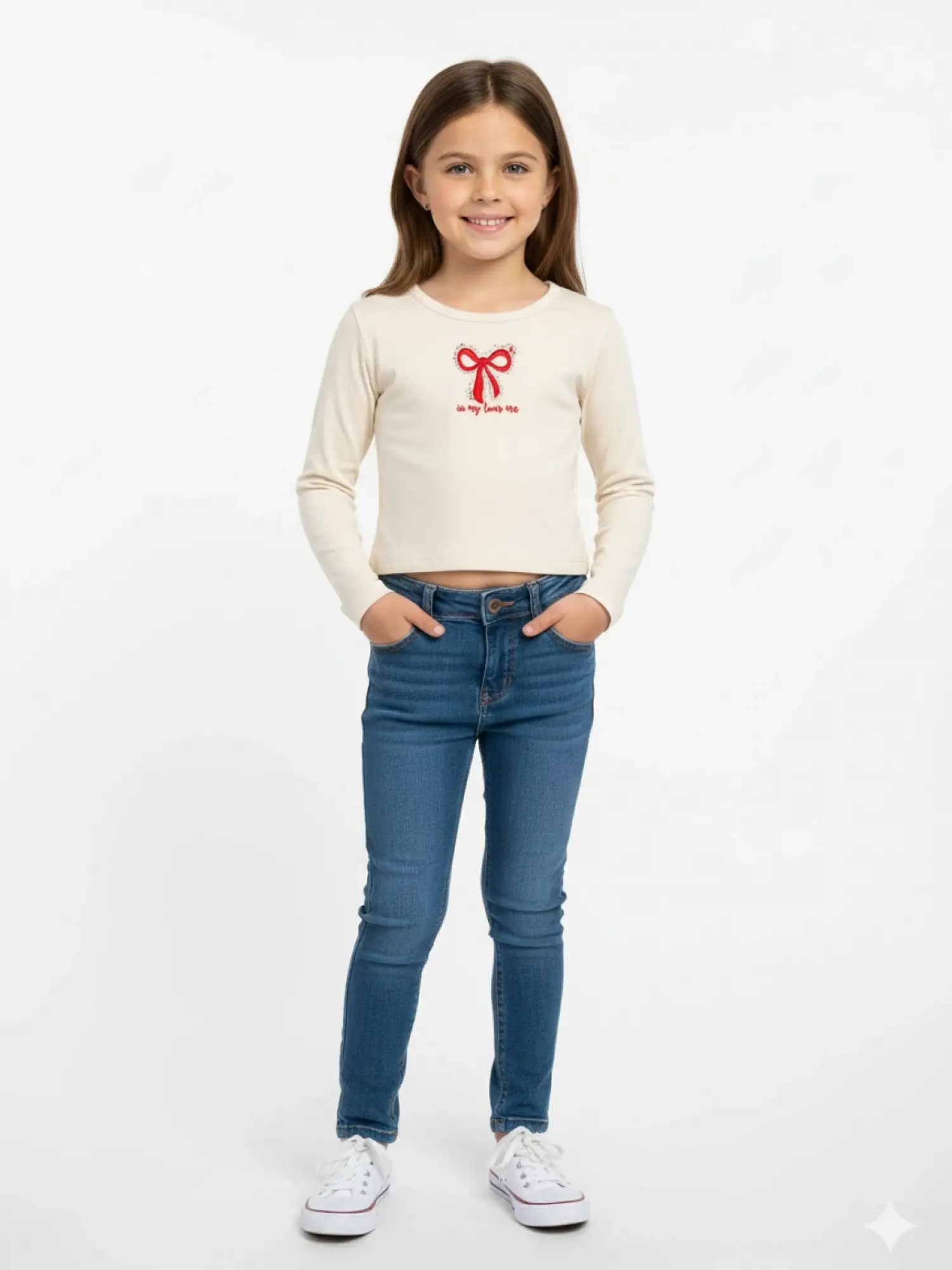 4-9 Yaş Krem Kurdele İşlemeli Badi