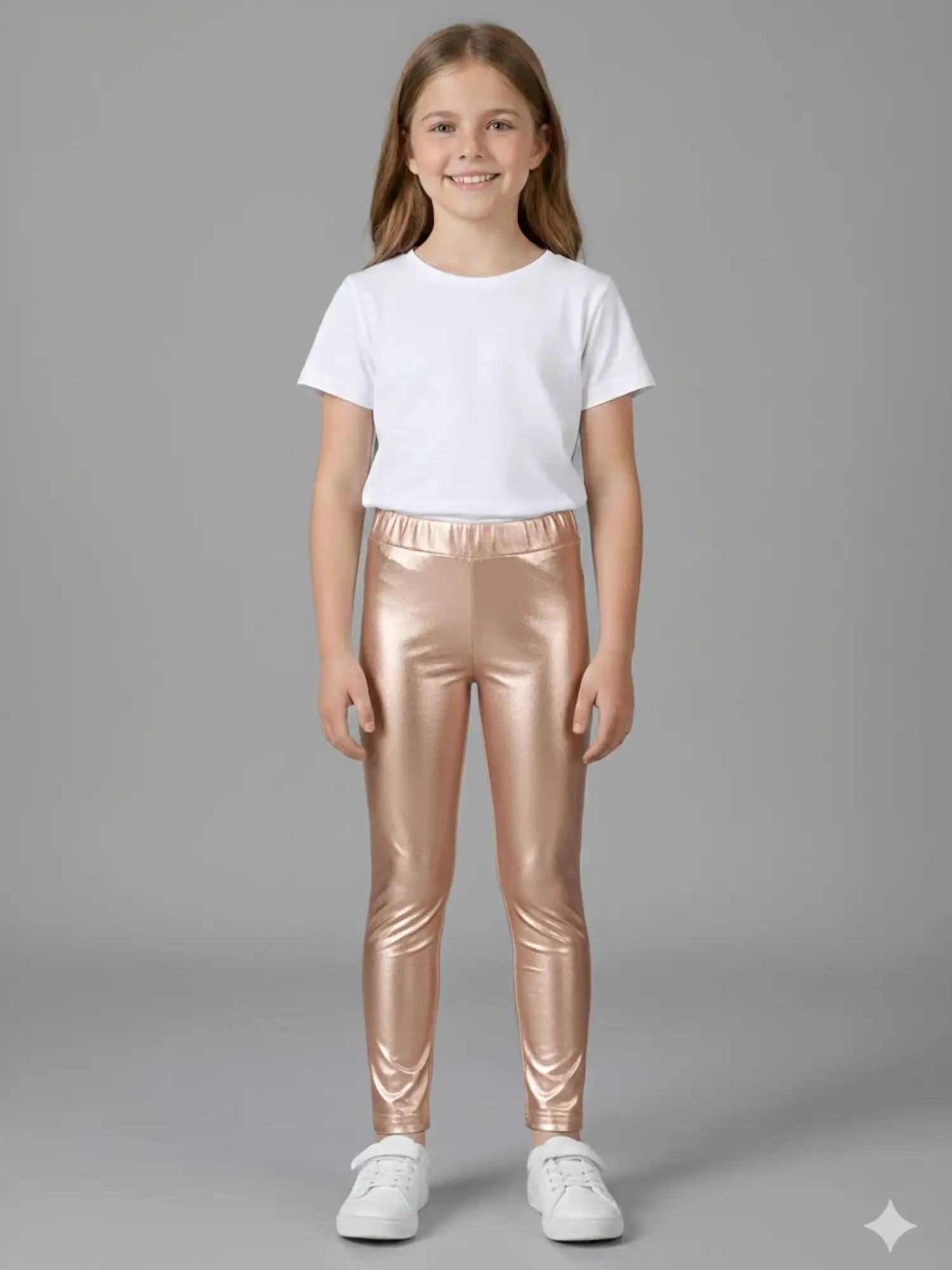 5-14 Yaş Gold Şardonlu Deri Tayt