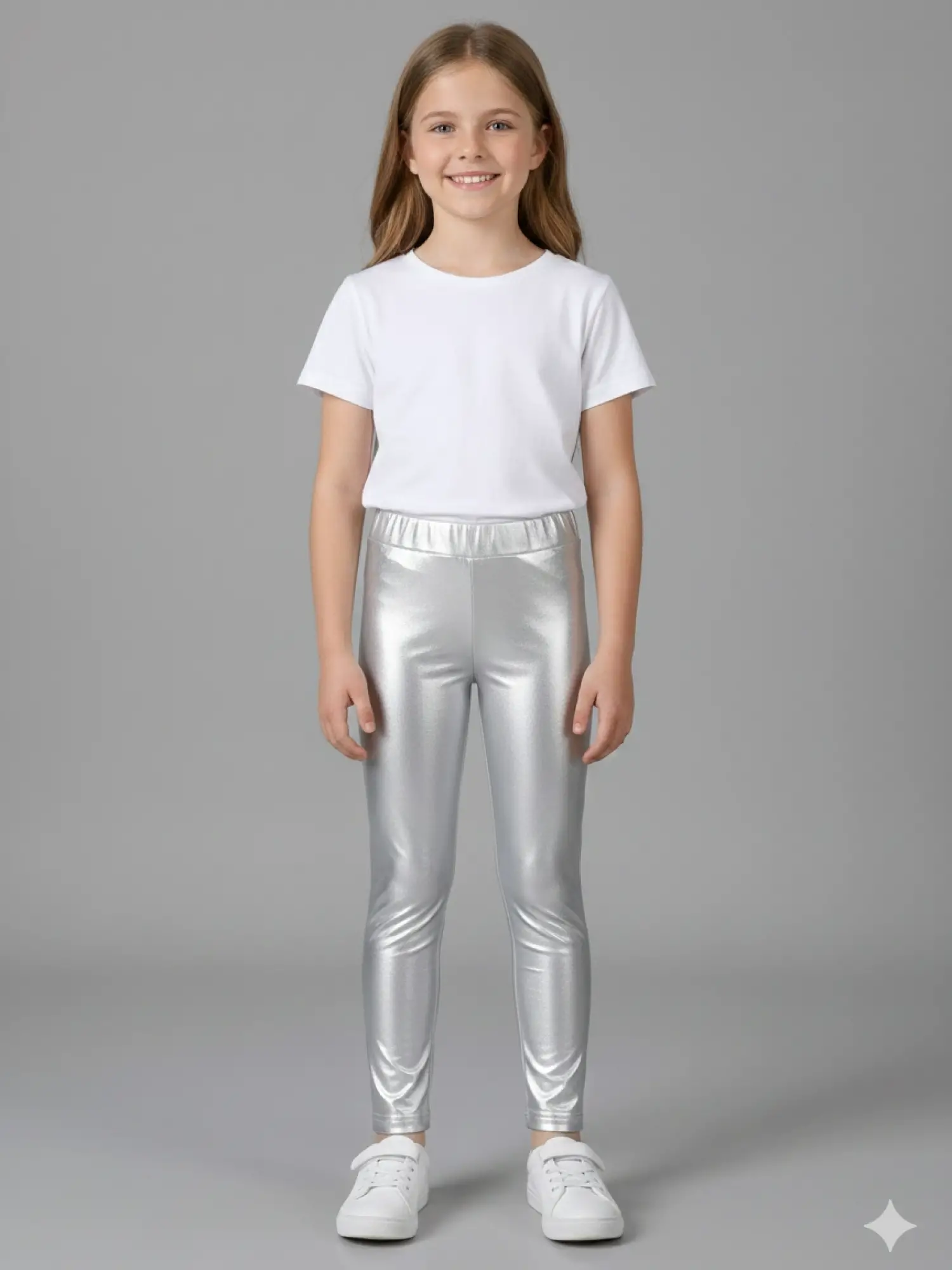 5-14 Yaş Silver Şardonlu Deri Tayt