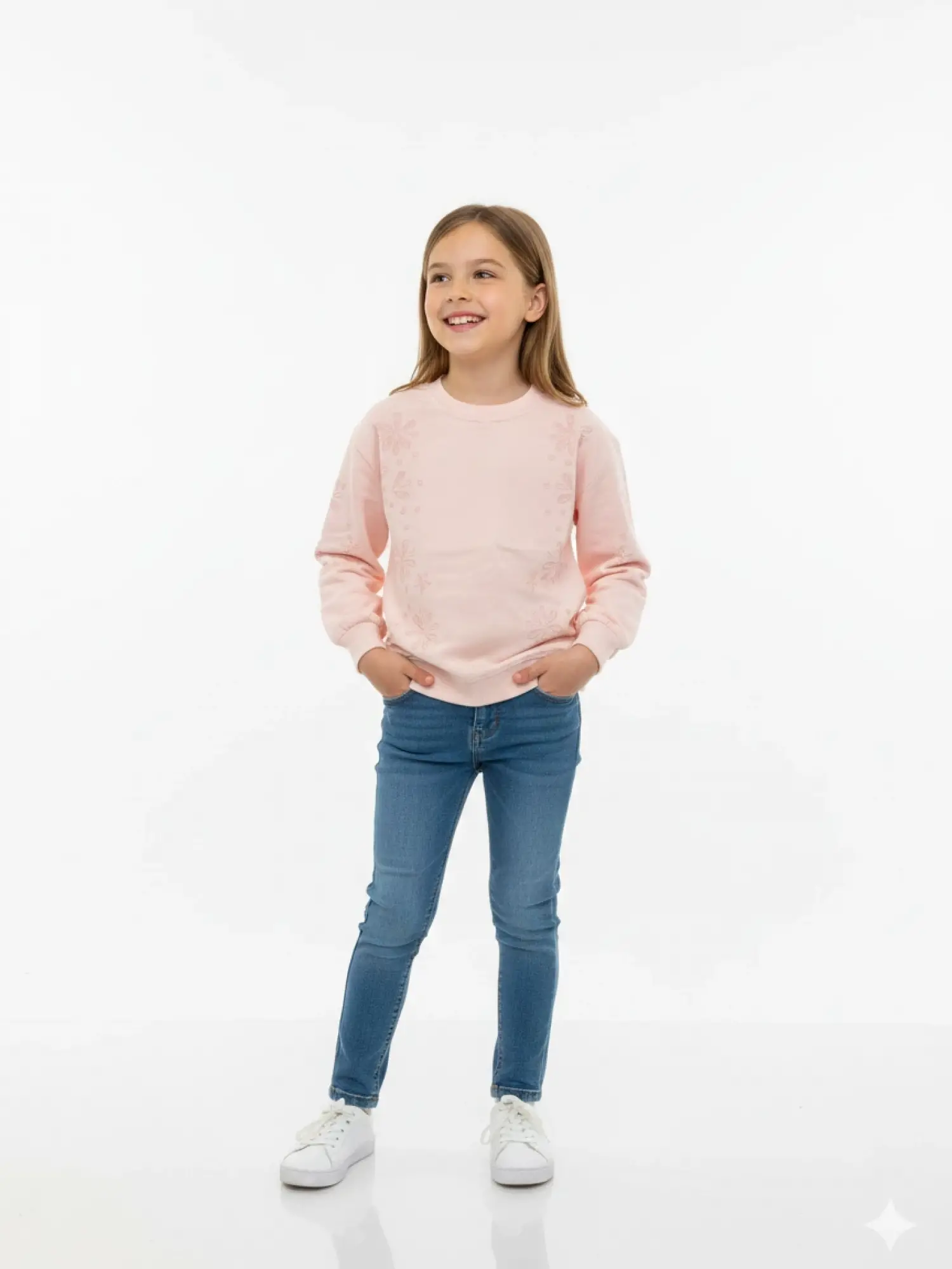 6-10 Yaş Pembe İşlemeli Sweat