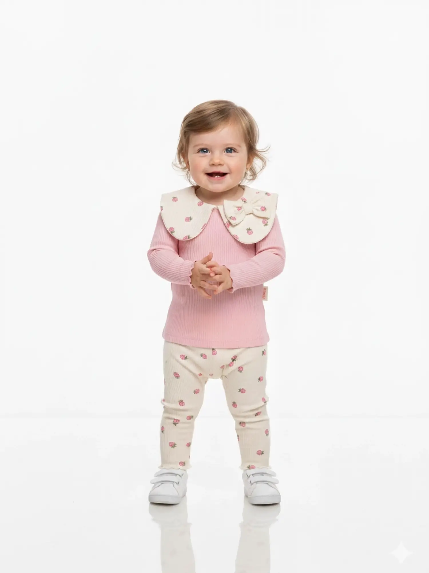 6-24 Ay Bebe Yaka Çilekli Taytlı Takım