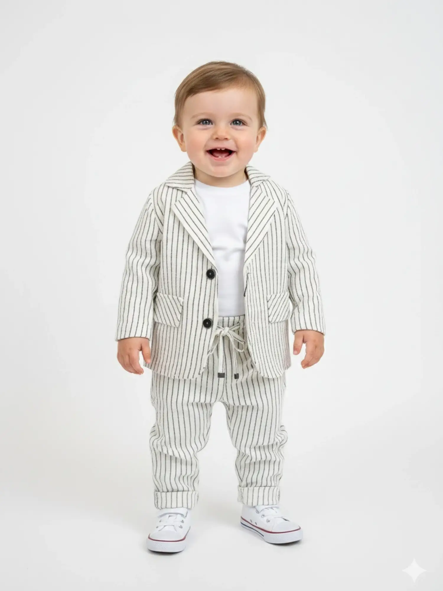 6-24 Ay Çizgili 3lü Ceketli Takım