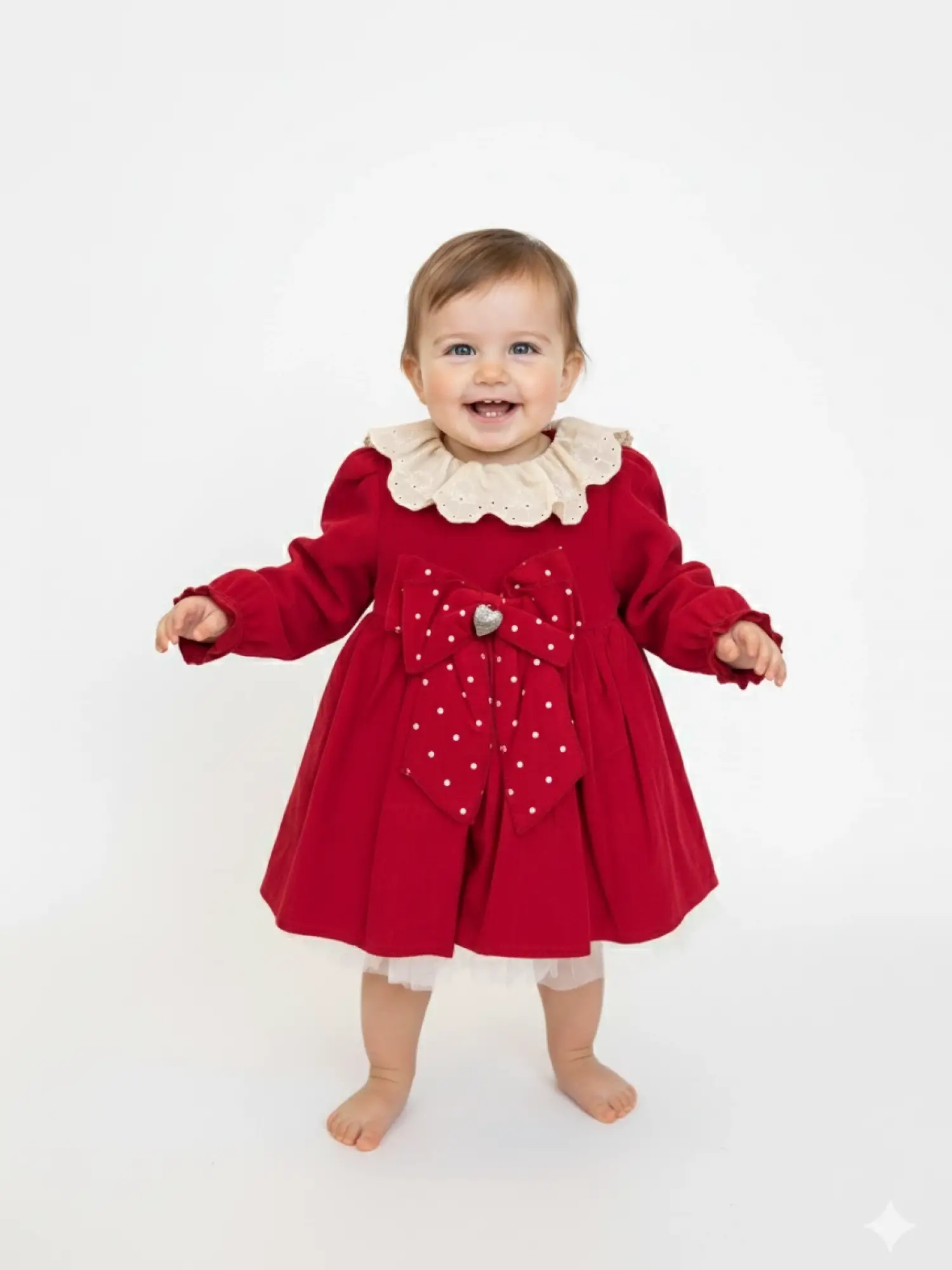 6-24 Ay Kırmızı Kadife Elbise