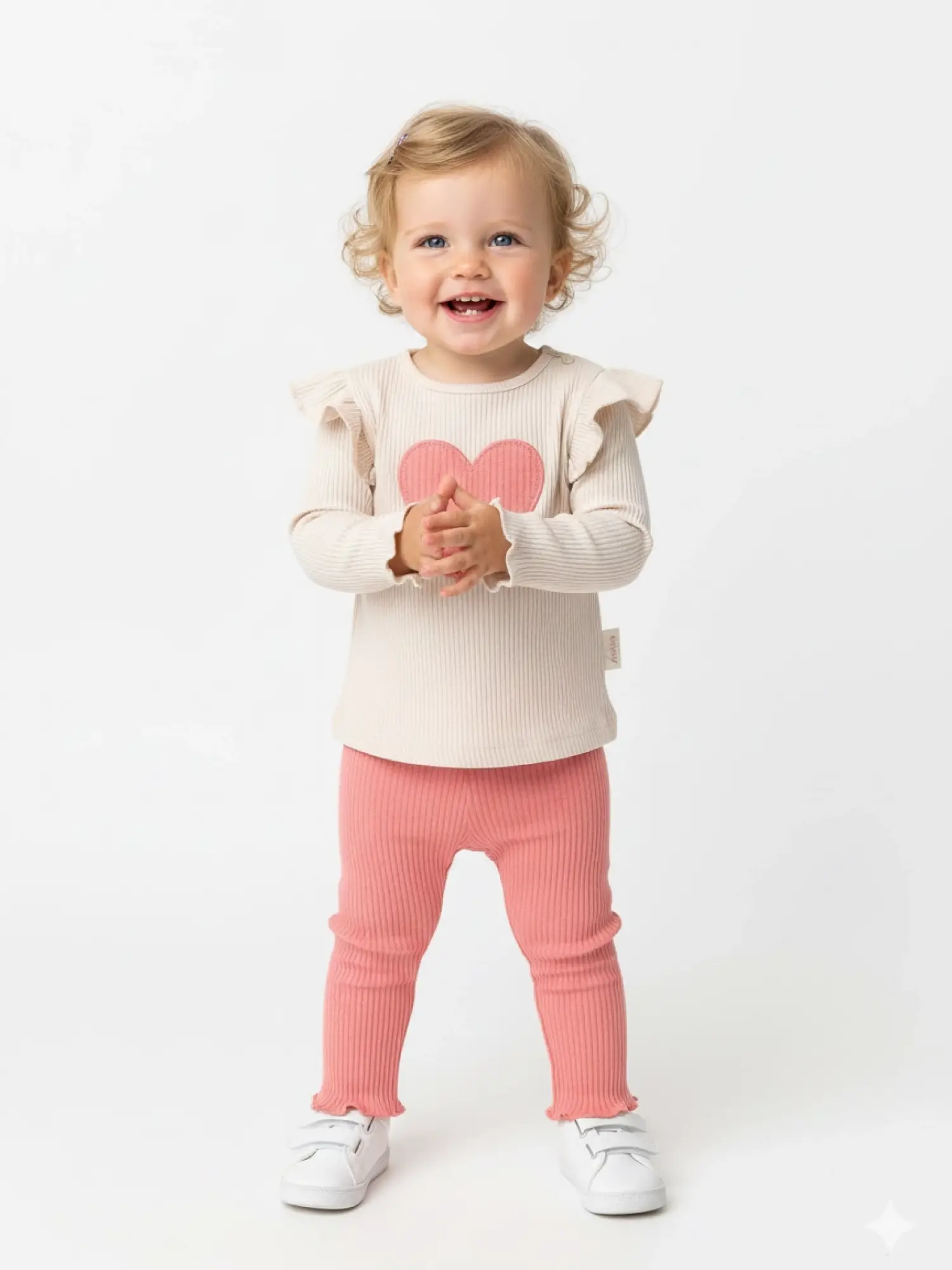 6-24 Ay Omuz Fırfırlı Kalpli Takım