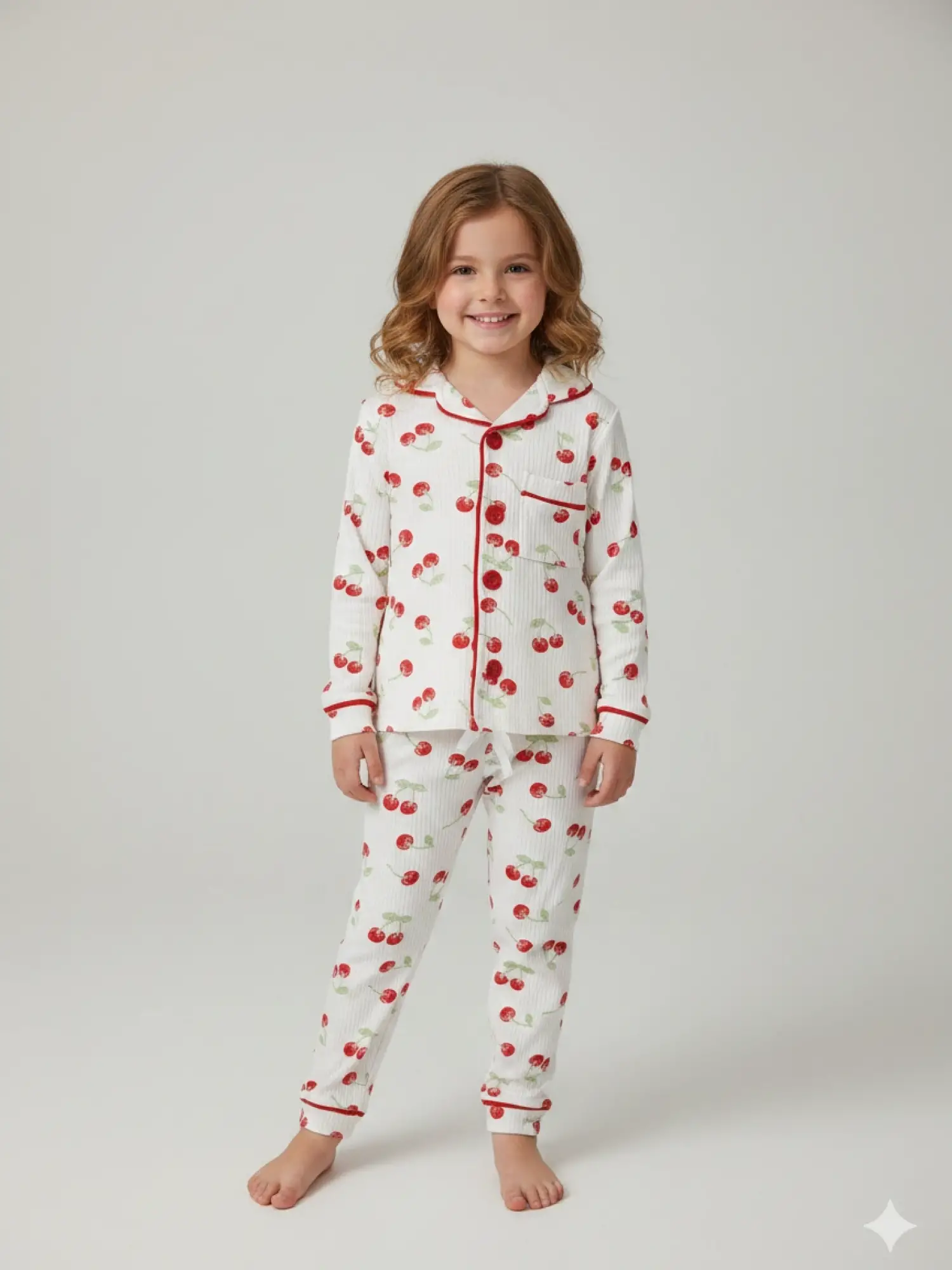 2-5 Yaş Kiraz Baskılı Pijama Takımı