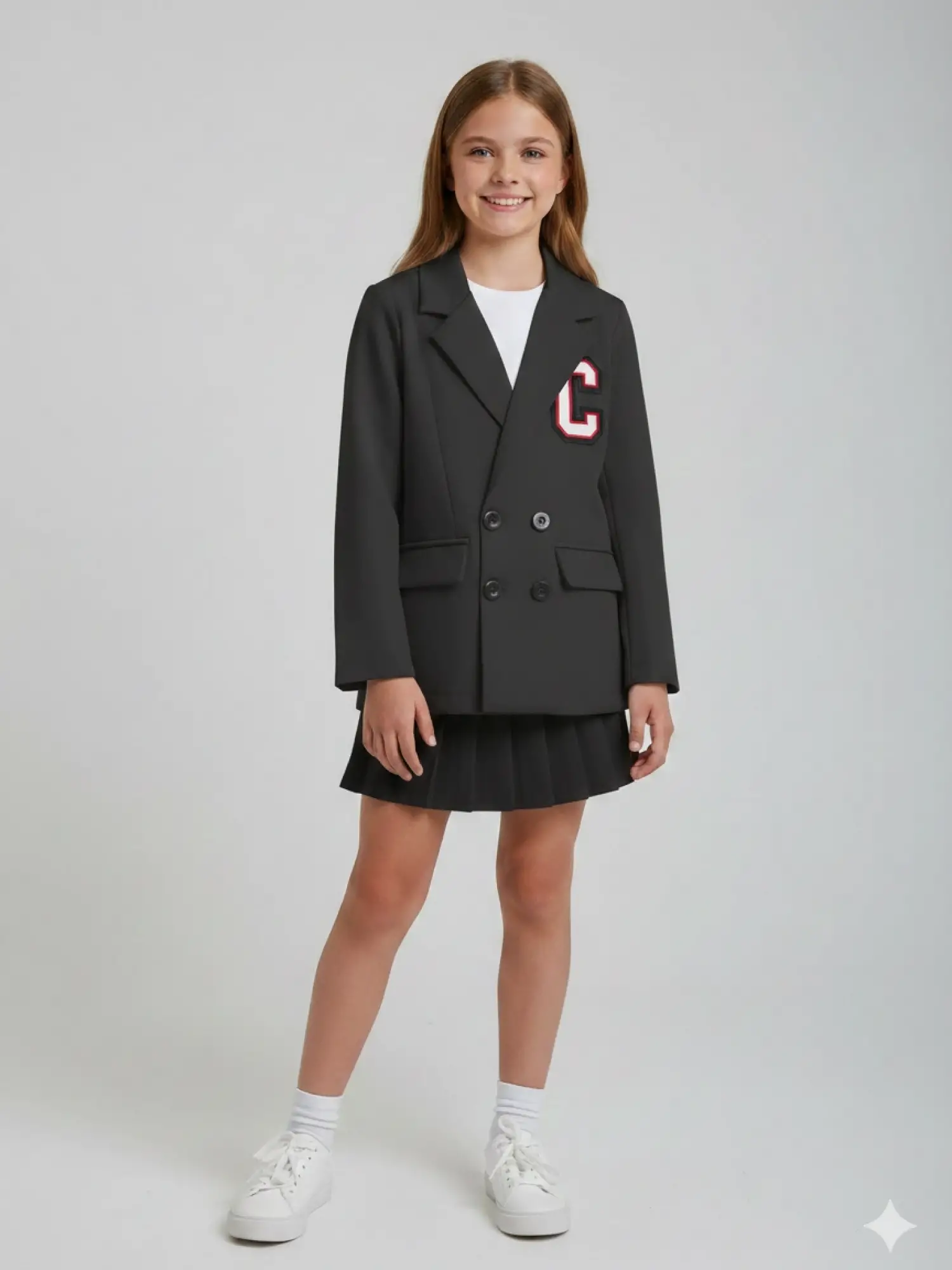 9-14 Yaş Şort Etek Kolej Takım Siyah