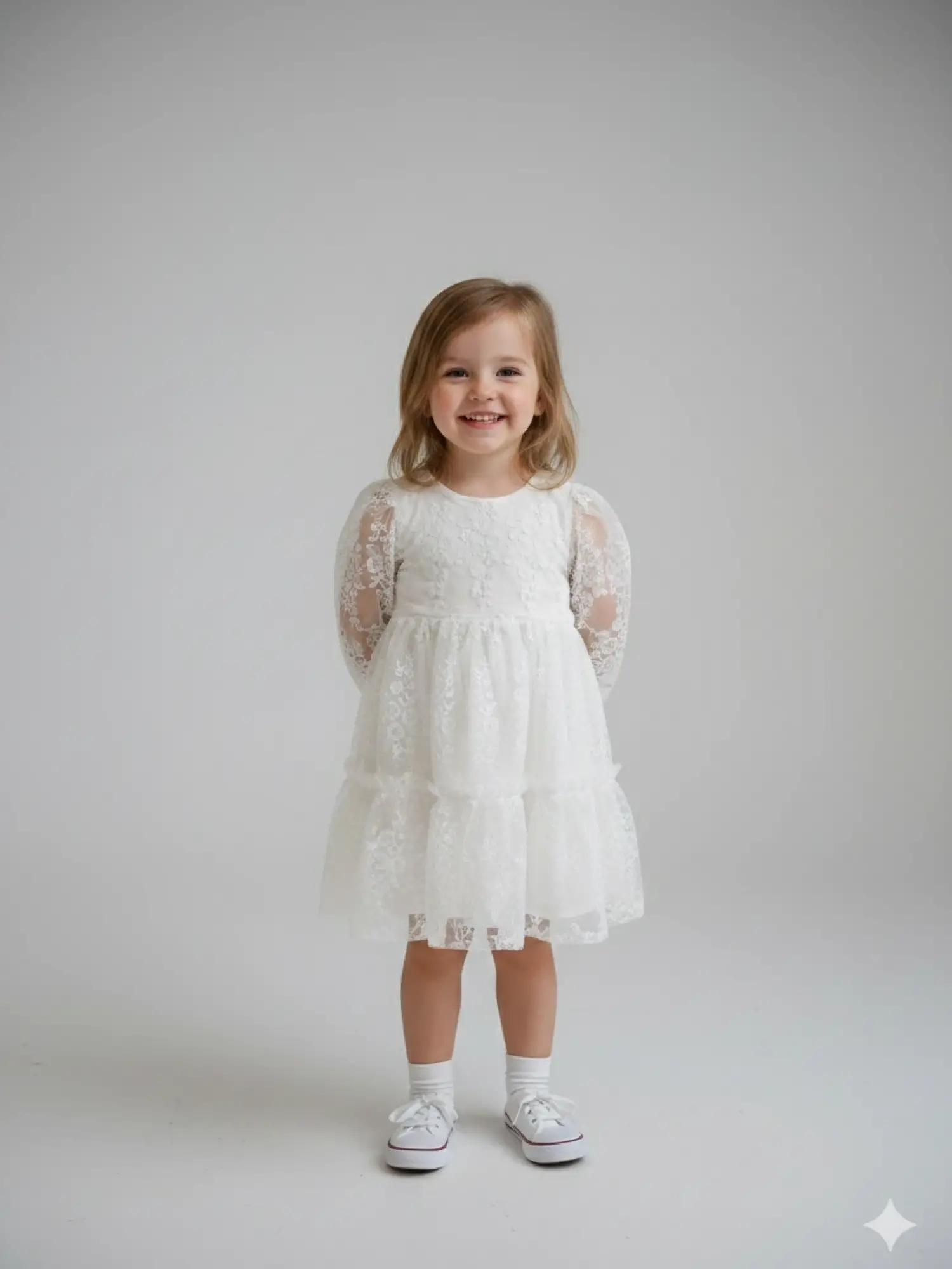 2-8 Yaş Beyaz Dantel Elbise