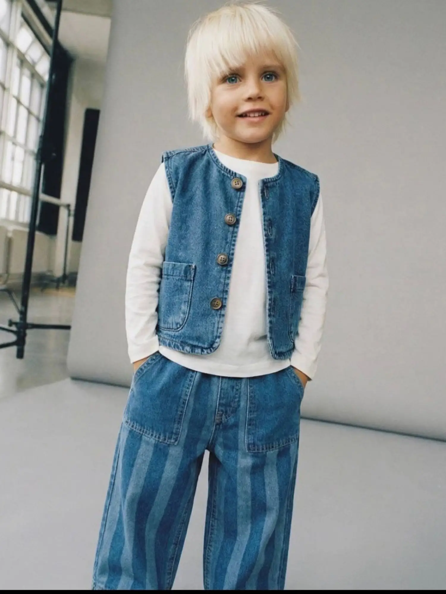 2-7 Yaş Çizgili Kot Pantolon