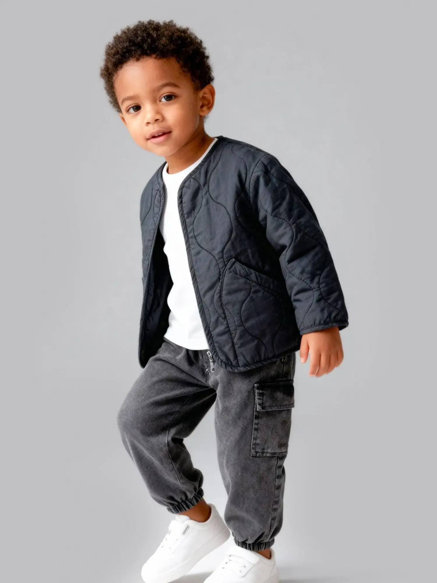 7-11 Yaş Antrasit Ceketli 3lü Takım