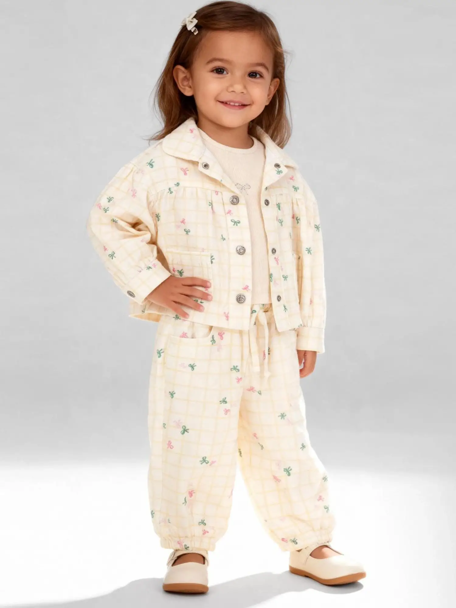 9-36 Ay Krem Çiçekli 3lü Takım